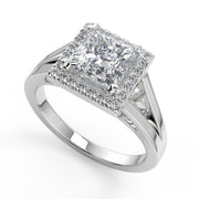 Taniyah Double Prong Split Halo Princess Cut Engagement Ring - Nivetta
